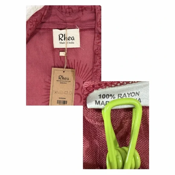 Rhea Red Embroidered Kimono Robe Sz OSFM (NWT) - Picture 5 of 6